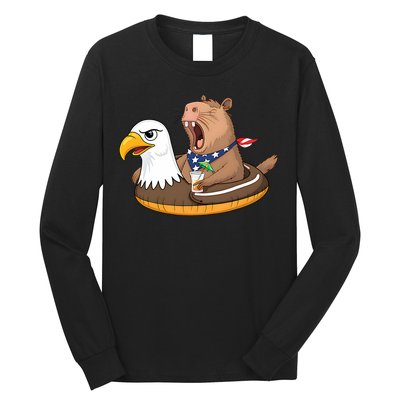 Capybara 4TH Of July Funny Pool Party Long Sleeve Shirt