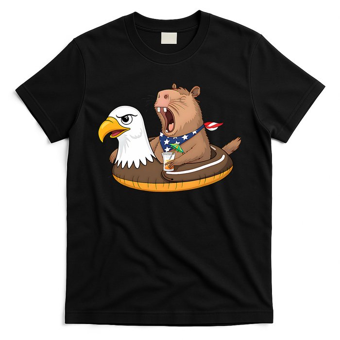 Capybara 4TH Of July Funny Pool Party T-Shirt