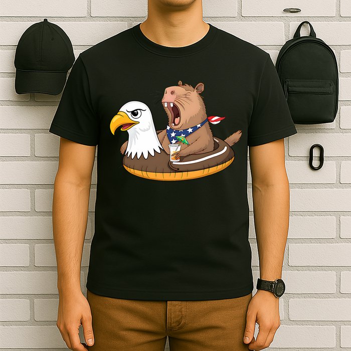 Capybara 4TH Of July Funny Pool Party T-Shirt