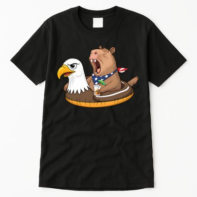 Capybara 4TH Of July Funny Pool Party Tall T-Shirt