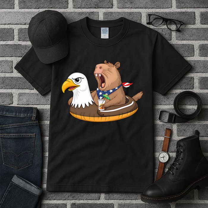 Capybara 4TH Of July Funny Pool Party Tall T-Shirt