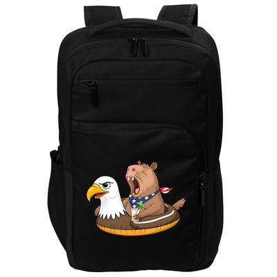 Capybara 4TH Of July Funny Pool Party Impact Tech Backpack