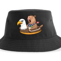 Capybara 4TH Of July Funny Pool Party Sustainable Bucket Hat