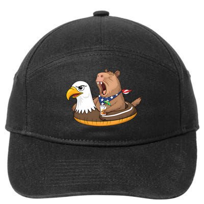 Capybara 4TH Of July Funny Pool Party 7-Panel Snapback Hat