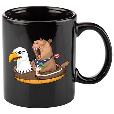 Capybara 4TH Of July Funny Pool Party 11oz C Handle Ceramic Mug