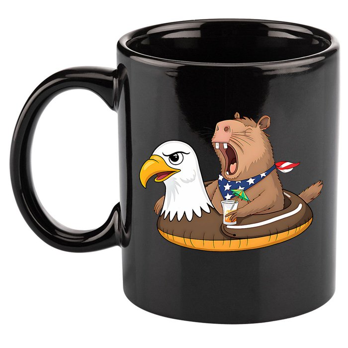 Capybara 4TH Of July Funny Pool Party 11oz C Handle Ceramic Mug