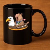 Capybara 4TH Of July Funny Pool Party 11oz C Handle Ceramic Mug