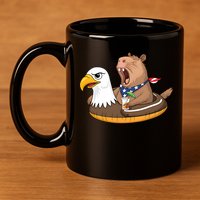 Capybara 4TH Of July Funny Pool Party 11oz C Handle Ceramic Mug