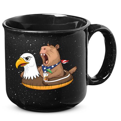 Capybara 4TH Of July Funny Pool Party 15oz Campfire Ceramic Mug