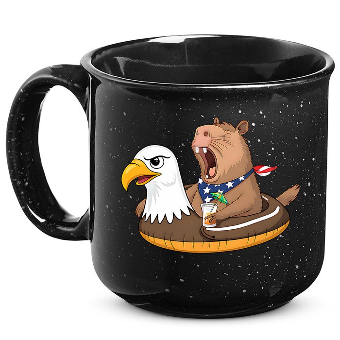 Capybara 4TH Of July Funny Pool Party 15oz Campfire Ceramic Mug