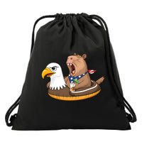 Capybara 4TH Of July Funny Pool Party Drawstring Bag