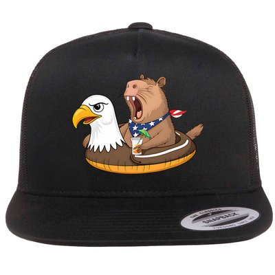 Capybara 4TH Of July Funny Pool Party Flatbill Hat