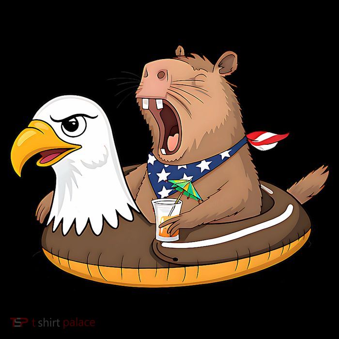 Capybara 4TH Of July Funny Pool Party Sustainable Beanie