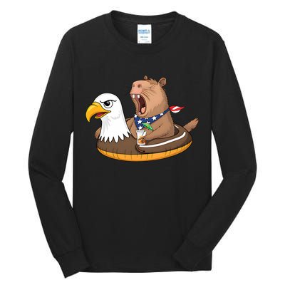 Capybara 4TH Of July Funny Pool Party Tall Long Sleeve T-Shirt