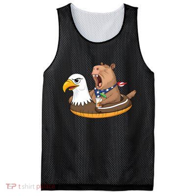 Capybara 4TH Of July Funny Pool Party Mesh Reversible Basketball Jersey Tank