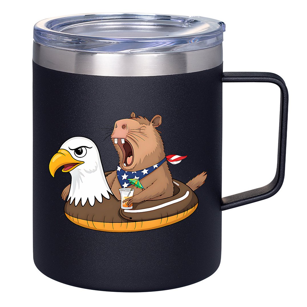 Capybara 4TH Of July Funny Pool Party 12oz Stainless Steel Coffee Mug