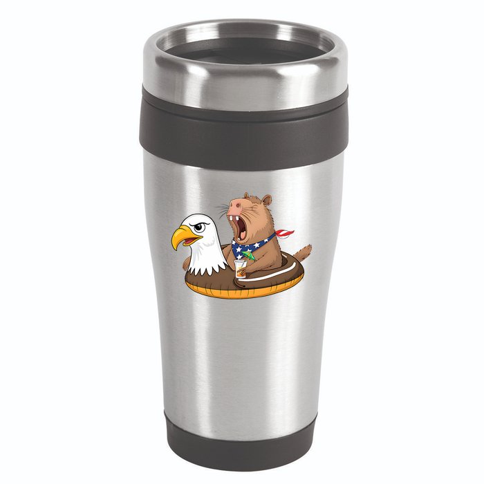 Capybara 4TH Of July Funny Pool Party 16oz Travel Tumbler