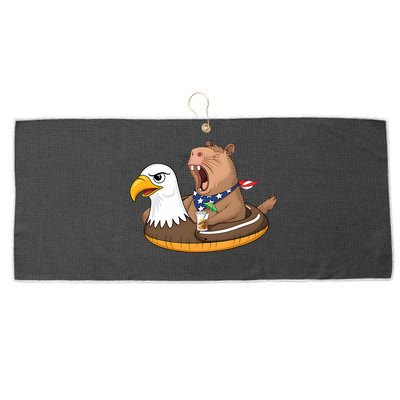 Capybara 4TH Of July Funny Pool Party Large Microfiber Waffle Golf Towel