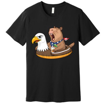 Capybara 4TH Of July Funny Pool Party Premium T-Shirt