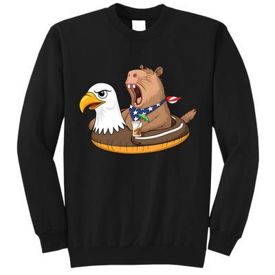 Capybara 4TH Of July Funny Pool Party Tall Sweatshirt