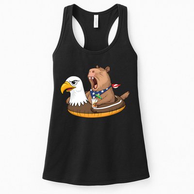 Capybara 4TH Of July Funny Pool Party Womens Tank Top