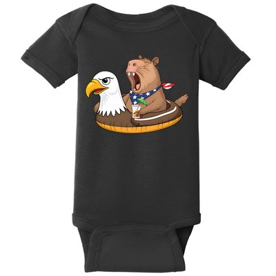 Capybara 4TH Of July Funny Pool Party Baby Bodysuit