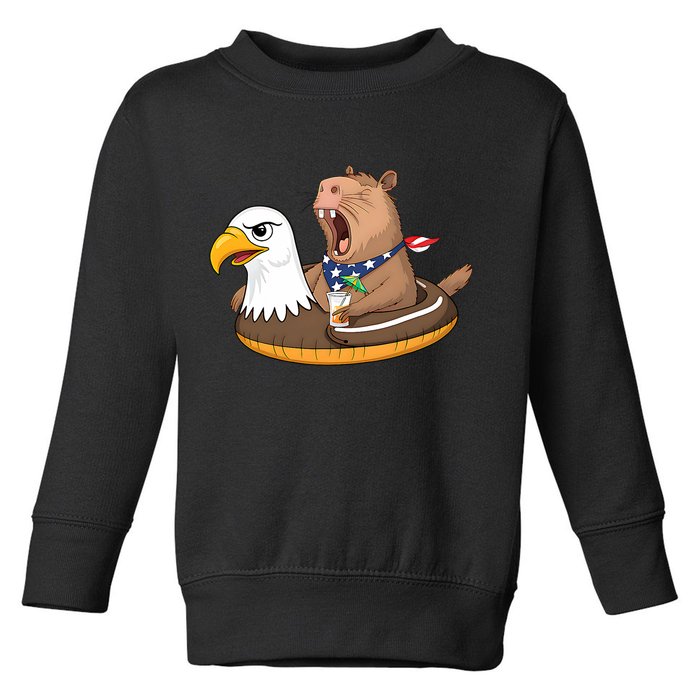 Capybara 4TH Of July Funny Pool Party Toddler Sweatshirt