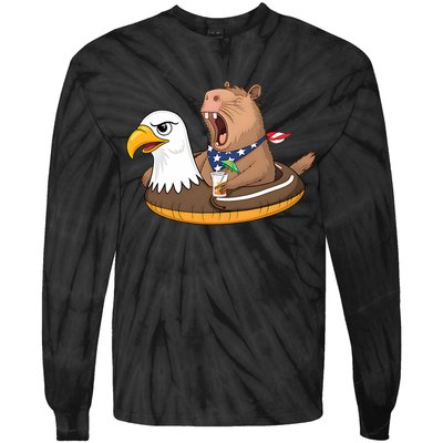 Capybara 4TH Of July Funny Pool Party Tie-Dye Long Sleeve Shirt