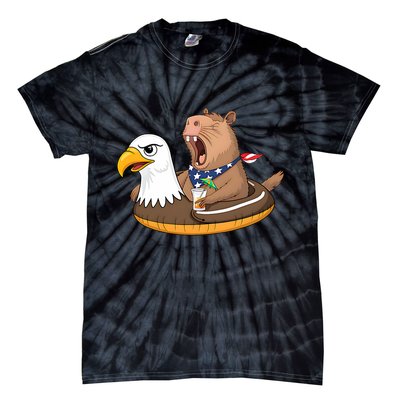 Capybara 4TH Of July Funny Pool Party Tie-Dye T-Shirt