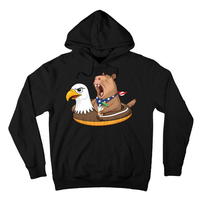 Capybara 4TH Of July Funny Pool Party Tall Hoodie