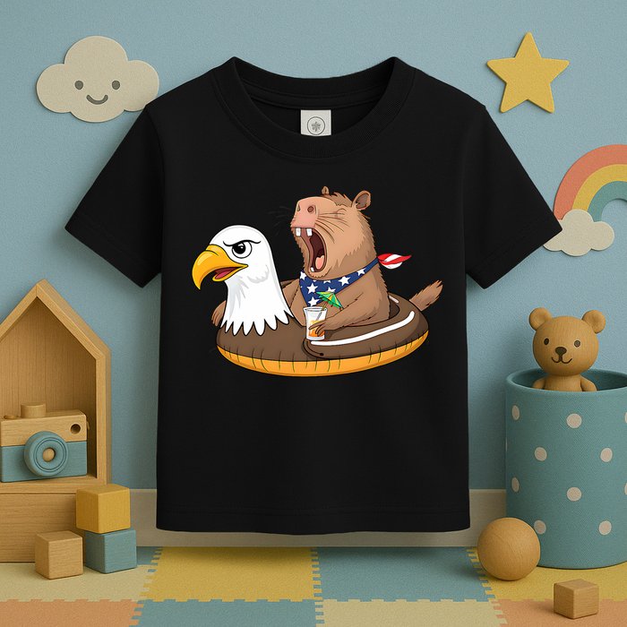 Capybara 4TH Of July Funny Pool Party Toddler T-Shirt