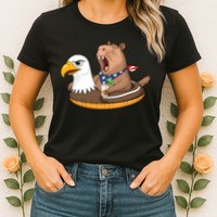 Capybara 4TH Of July Funny Pool Party Womens T-Shirt