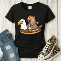 Capybara 4TH Of July Funny Pool Party Womens T-Shirt