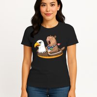 Capybara 4TH Of July Funny Pool Party Womens T-Shirt