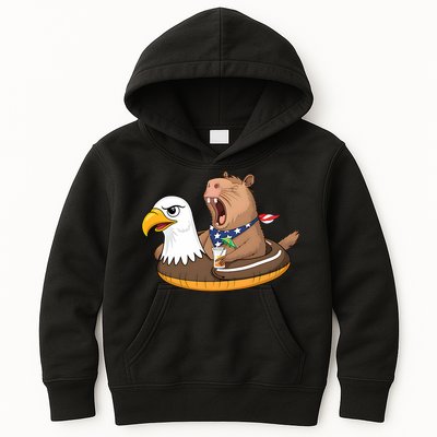 Capybara 4TH Of July Funny Pool Party Kids Hoodie