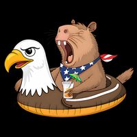 Capybara 4TH Of July Funny Pool Party Short Acrylic Beanie