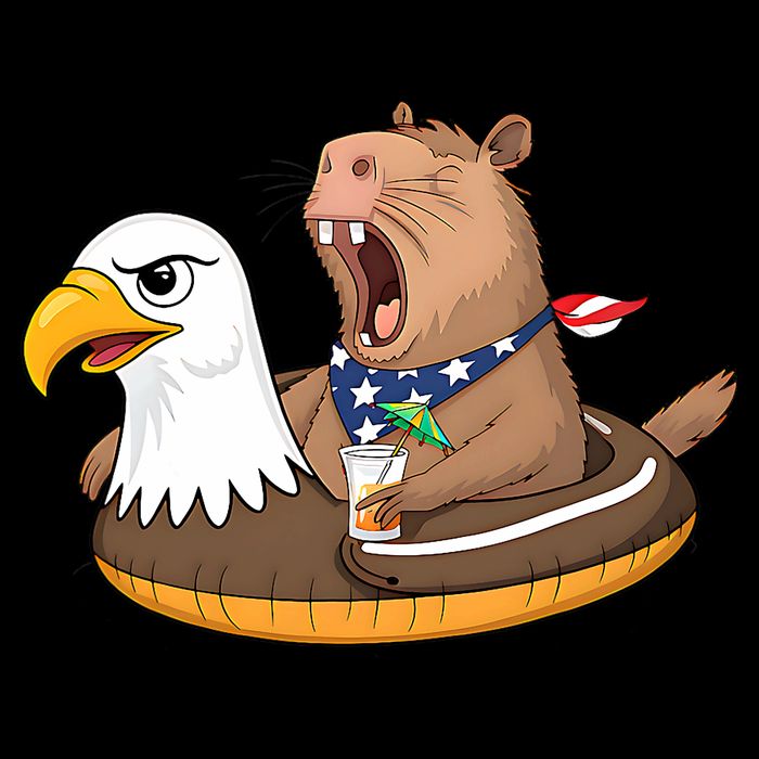 Capybara 4TH Of July Funny Pool Party Short Acrylic Beanie