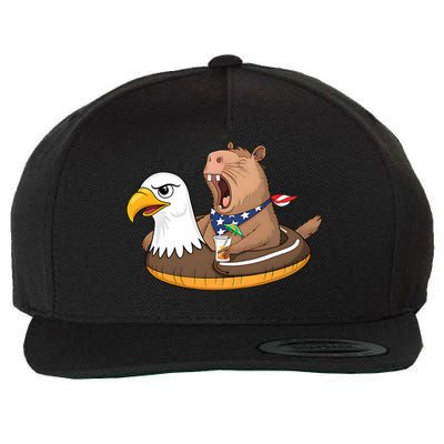 Capybara 4TH Of July Funny Pool Party Wool Snapback Cap