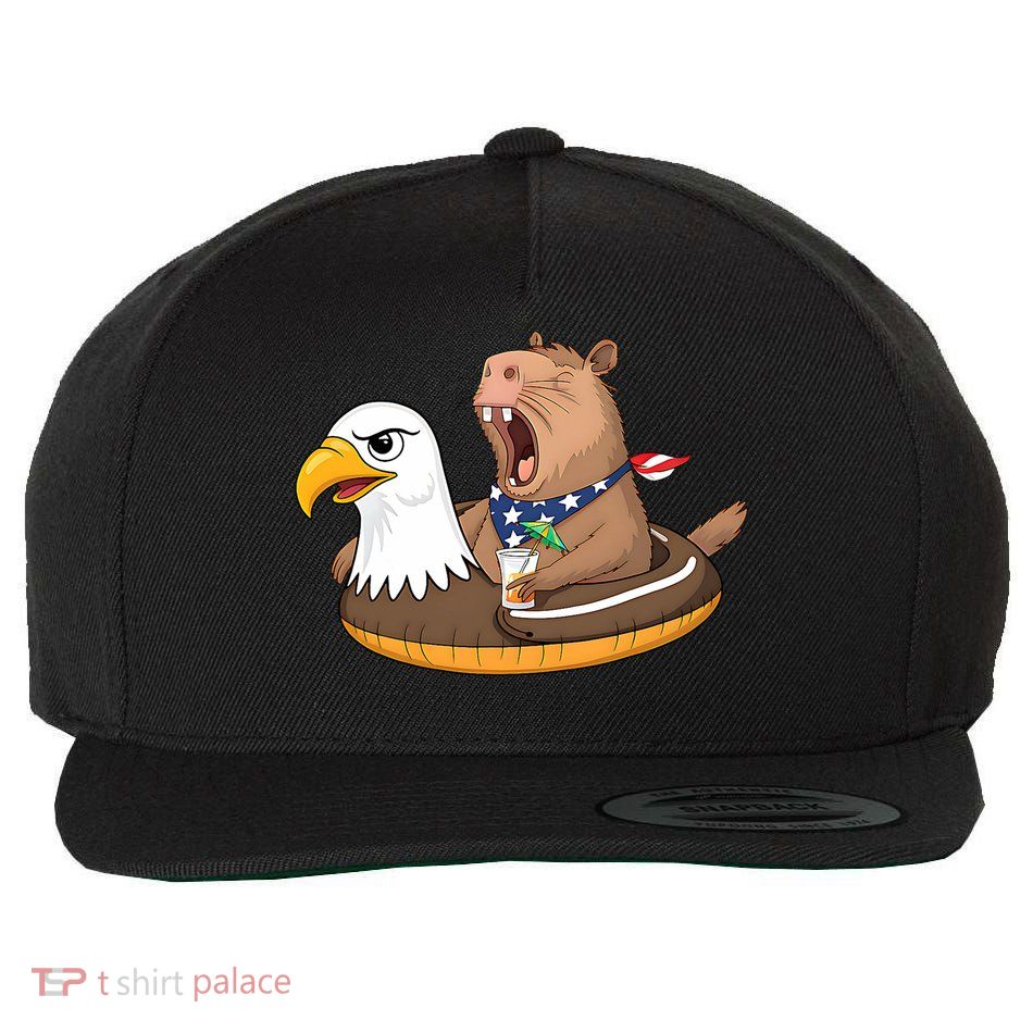 Capybara 4TH Of July Funny Pool Party Wool Snapback Cap