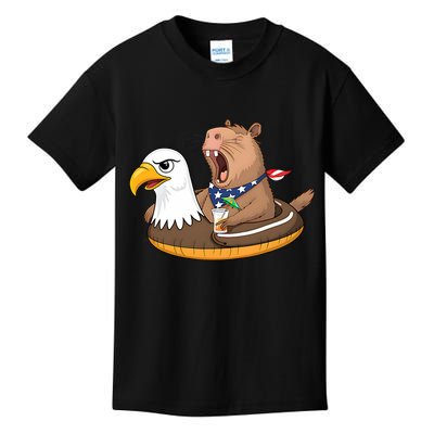 Capybara 4TH Of July Funny Pool Party Kids T-Shirt