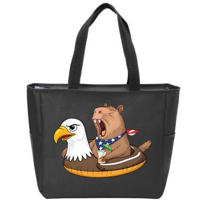 Capybara 4TH Of July Funny Pool Party Zip Tote Bag