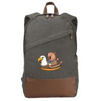 Capybara 4TH Of July Funny Pool Party Cotton Canvas Backpack