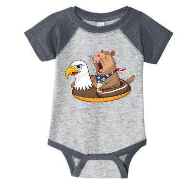 Capybara 4TH Of July Funny Pool Party Infant Baby Jersey Bodysuit