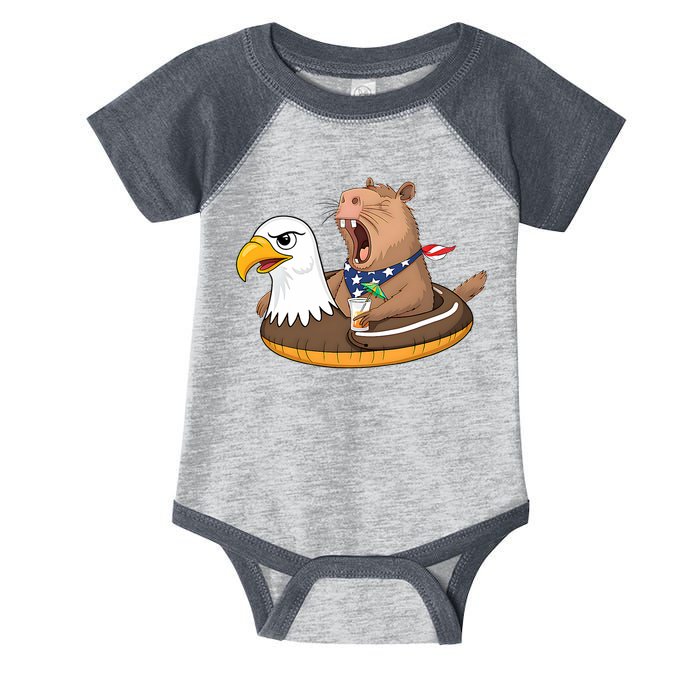 Capybara 4TH Of July Funny Pool Party Infant Baby Jersey Bodysuit