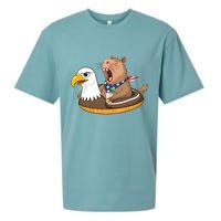 Capybara 4TH Of July Funny Pool Party Sueded Cloud Jersey T-Shirt