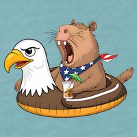Capybara 4TH Of July Funny Pool Party Sueded Cloud Jersey T-Shirt