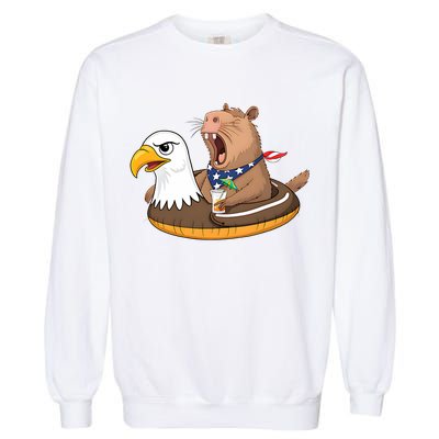 Capybara 4TH Of July Funny Pool Party Garment-Dyed Sweatshirt