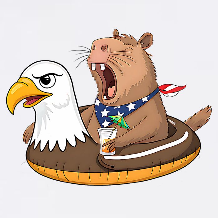 Capybara 4TH Of July Funny Pool Party Garment-Dyed Sweatshirt