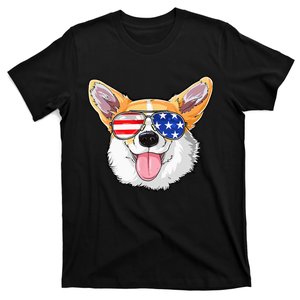 Corgi 4th Of July American Sunglasses Dog Puppy USA Dog T-Shirt