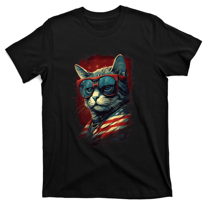 Cat 4th of July Meowica Patriotic T-Shirt